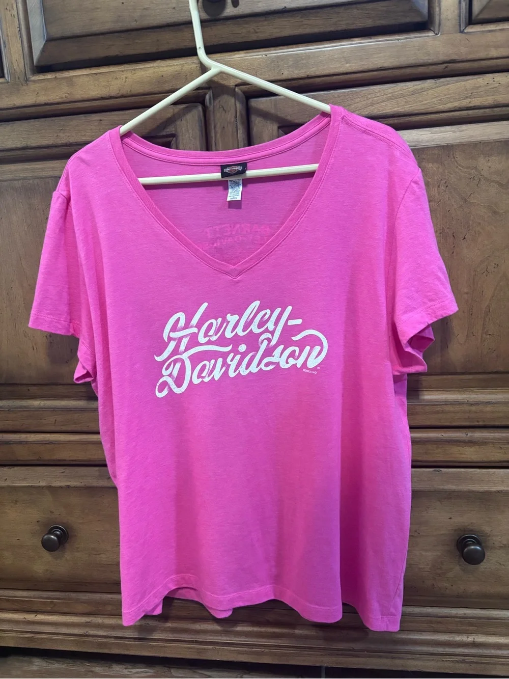 Harley-Davidson Women's Pink V-Neck Logo Tee
